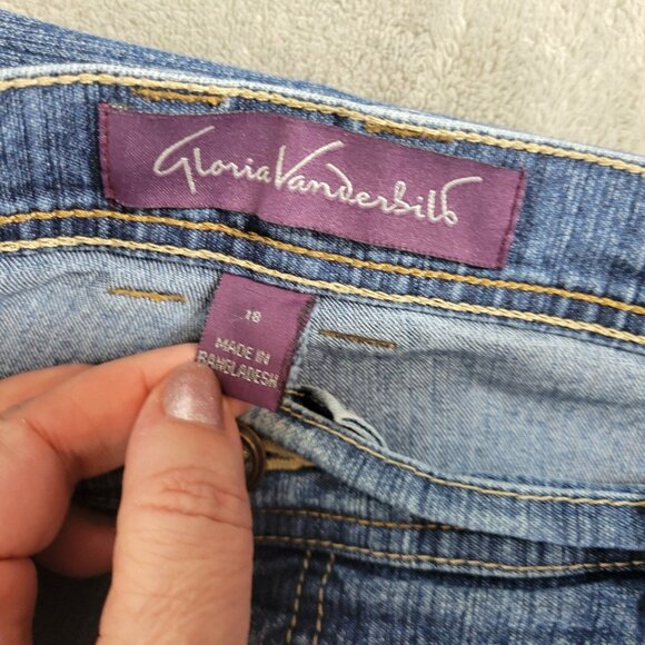 Gloria Vanderbilt Amanda Womens Jeans 18 Straight Leg Medium Blue Denim SL10E - Picture 7 of 10